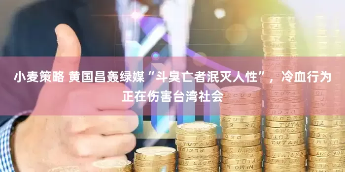 小麦策略 黄国昌轰绿媒“斗臭亡者泯灭人性”，冷血行为正在伤害台湾社会